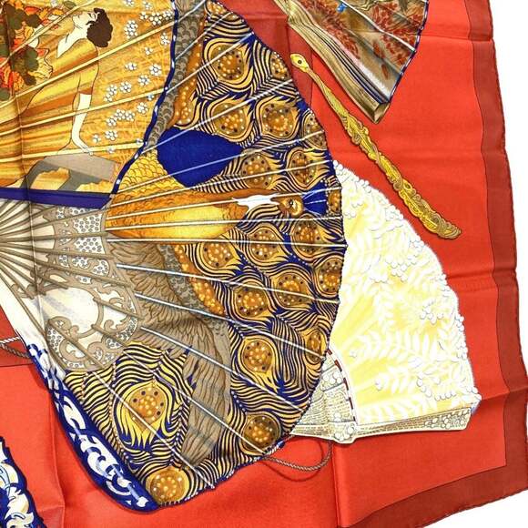 HERMES Red Silk Scarf - Picture 7 of 13
